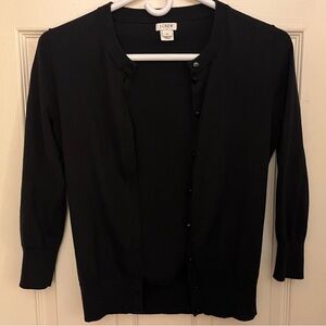 J. Crew Black Cardigan Sweater Lightweight Knit XS